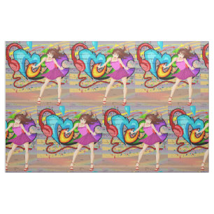 Musique de fille dansante Mur de graffiti Tissu