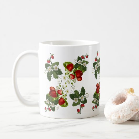 Musique de fraise rétro | Pépinière de fraises Mug (Avec donut)
