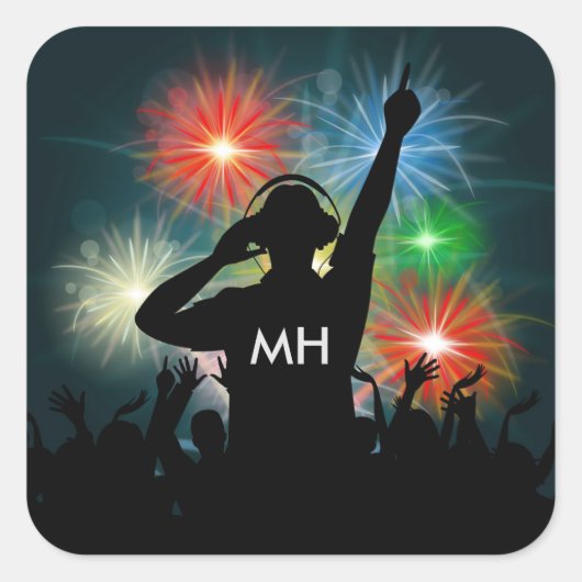 Musique DJ autocollants monogrammes personnalisés (Devant)