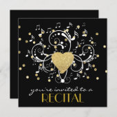 musique élégante girly récital invitation (Devant / Derrière)