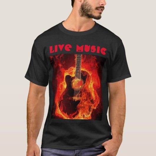 musique en direct brûlant guitare noir T-shirt (Devant)