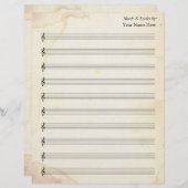 Musique en feuille blanche 10 Stave vieux papier (Devant / Derrière)