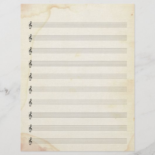 Musique en feuille blanche 10 Stave vieux papier (Dos)