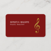 Musique Enseignant carte de visite rouge avec note (Devant)