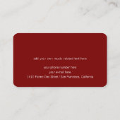 Musique Enseignant carte de visite rouge avec note (Dos)