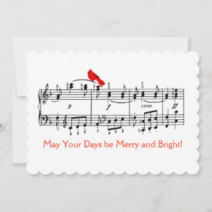 Musique et carte de Noël aux oiseaux rouges