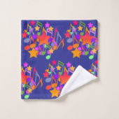 Musique Et Étoiles Enfants Bleu Profond (Gant de toilette)