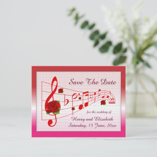 Musique et Roses Enregistrer la carte Date (Debout devant)