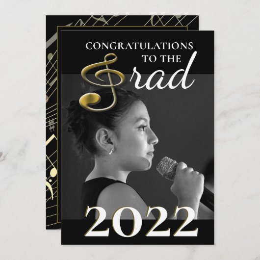 Musique Étudiant Faire-part Treble Clef (Devant / Derrière)