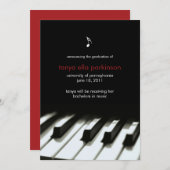 Musique Faire-part de graduation majeure en piano (Devant / Derrière)