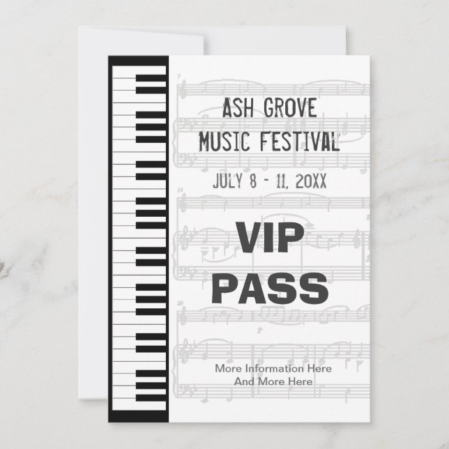Musique Festival Pass Piano Clavier Thème Modèle (Devant)