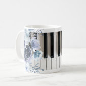 musique florale bleu poussiéreux tasse à café (Devant gauche)