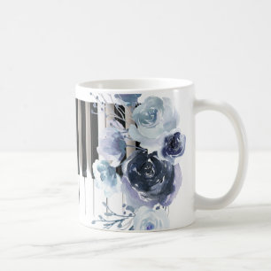 musique florale bleu poussiéreux tasse à café
