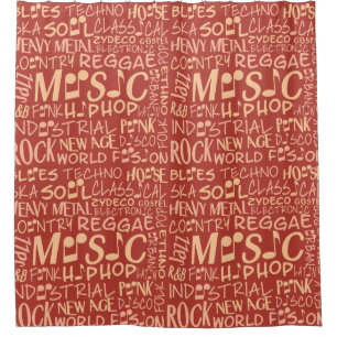 Musique Genres Word Collage rideau de douche