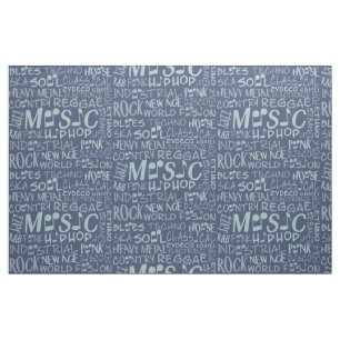 Musique Genres Word Collage tissu personnalisé