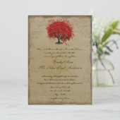 Musique Gold Red Heart Tree Wedding Invitation (Debout devant)