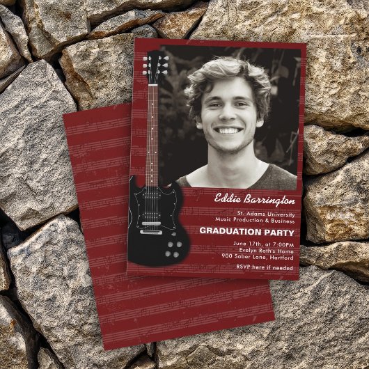 Musique Guitare Photo Graduation Party Invitation