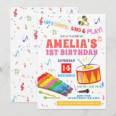 Musique Invitation Anniversaire. Fille Anniversair (Devant / Derrière)