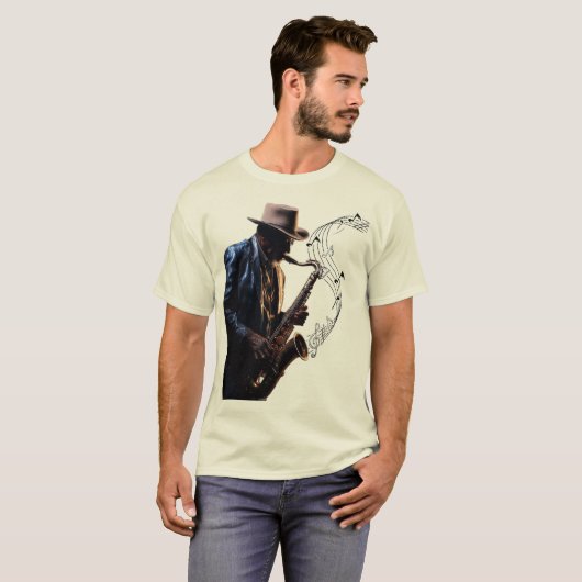 musique mens tshirts soul saxophone player (Devant entier)