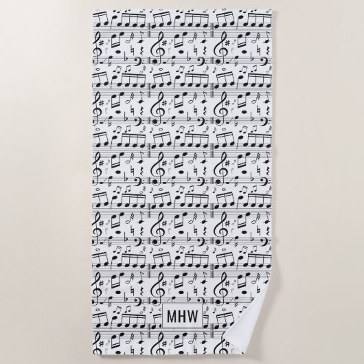 Musique Motif personnalisé monogramme serviette de (Devant)