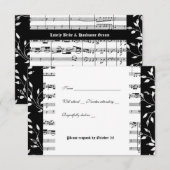 Musique Mozart noir et blanc rsvp avec enveloppe (Devant / Derrière)
