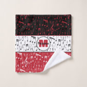 Musique noir rouge et blanc note la serviette de b (Gant de toilette)