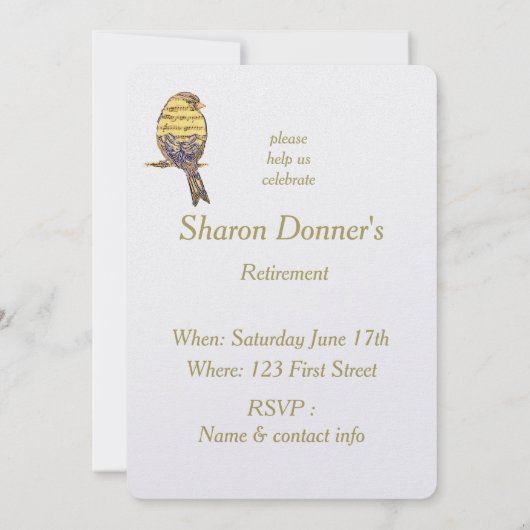 Musique Note Bird thème retrait Invitation personn (Dos)