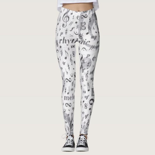 musique Note Musique Motif Thème Leggings (Devant)
