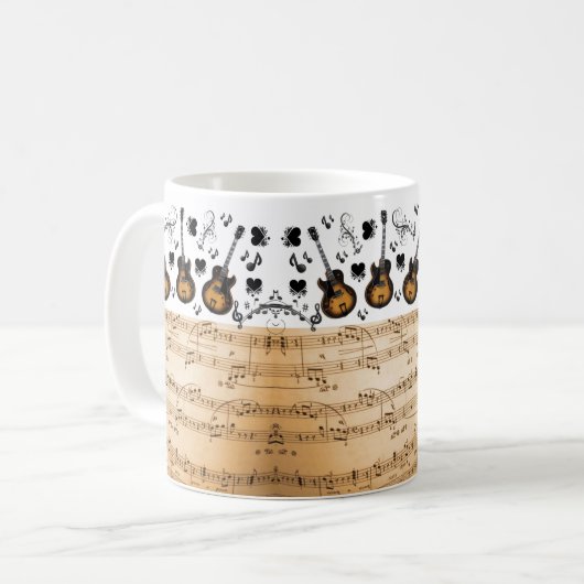 Musique Notes Guitare Mug (Devant gauche)