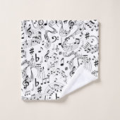 Musique, Notes musicales, Noir et Blanc (Gant de toilette)