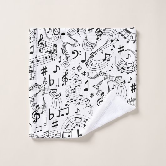 Musique, Notes musicales, Noir et Blanc (Gant de toilette)