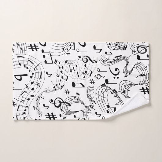 Musique, Notes musicales, Noir et Blanc (Serviette à main)