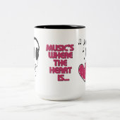 Musique où le coeur est tasse d'écouteurs de coeur (Centre)