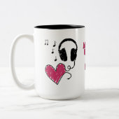 Musique où le coeur est tasse d'écouteurs de coeur (Gauche)