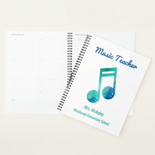 Musique personnalisée Enseignant Aquarelle Note mu (Devant avec enveloppe)