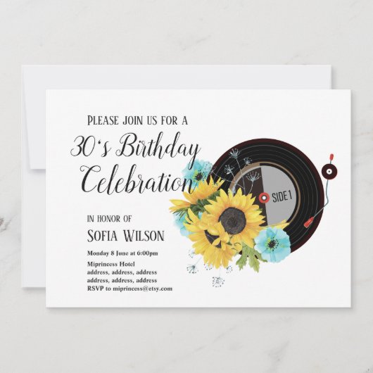 musique pour adultes, invitation à une fête d'anni (Devant)