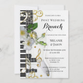 Musique Rose Poste Mariage Brunch Invitation (Devant)