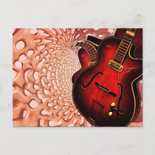Musique Rouge Guitare Soundwaves Carte postale (Devant)