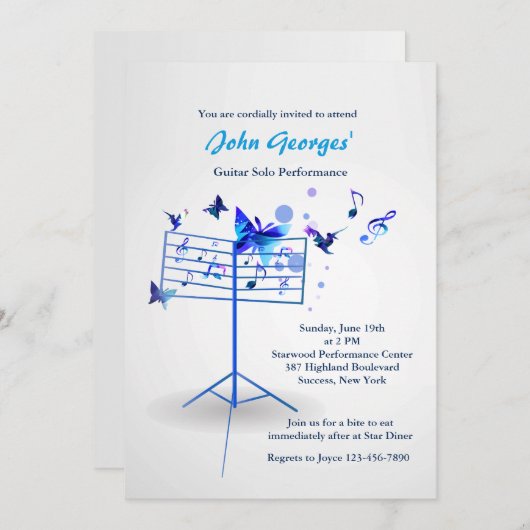 Musique Stand Blue Invitation (Devant / Derrière)