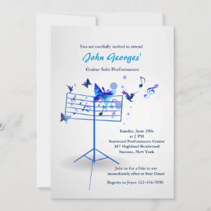 Musique Stand Blue Invitation
