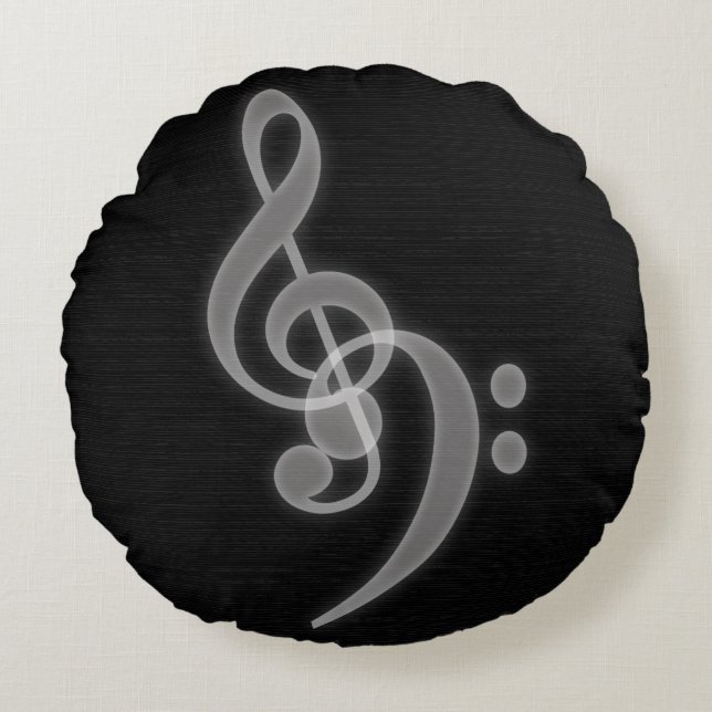 Musique - Treble et Bass Clef Round Coussin (Devant)