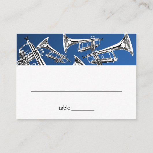 Musique Trumpet Bar Mitzvah Carte de siège Argent (Devant)