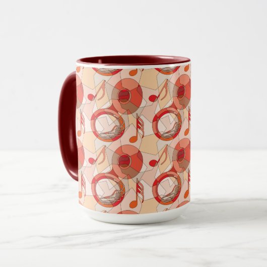Musique Tuba Note Fragments Reds Mug (Devant gauche)