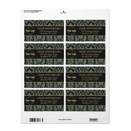 Musique verte Étiquette de adresse (Feuille entière)
