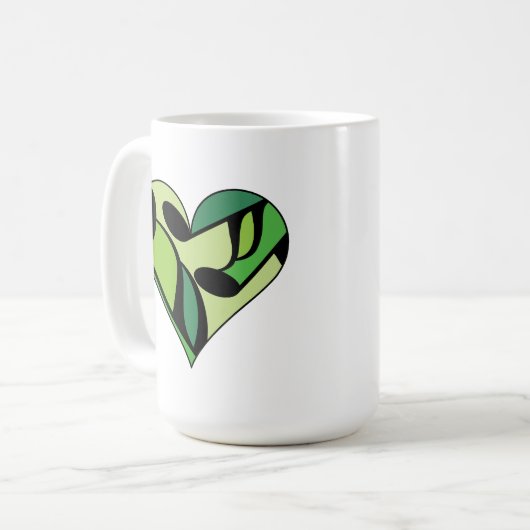 Musique verte Note Coeur Motif Mug (Devant gauche)