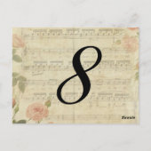 Musique victorienne et numéro de table Rose Carte (Dos)