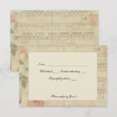 Musique victorienne et Rose rsvp avec enveloppes (Devant / Derrière)