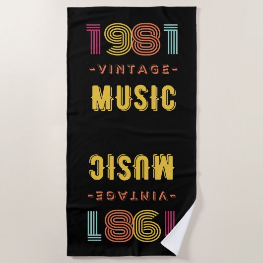 Musique Vintage 1981 serviette de plage (Devant)