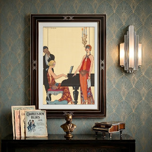 Musique Vintage, Art Déco Pianiste Musicien Chante