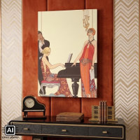 Musique Vintage, Art Déco Pianiste Musicien Chante